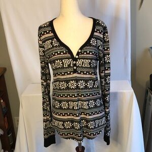 PINK Victoria's Secret Black and White Pajama Top